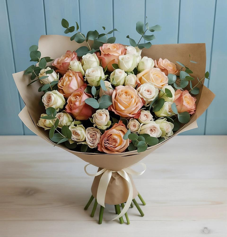 Букет цветов из: Альстромерии и Розы в Электростали