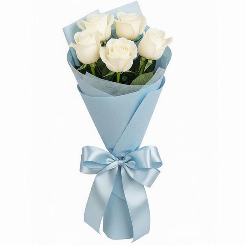 Букет 5 Белых роз Проуд в Электростали