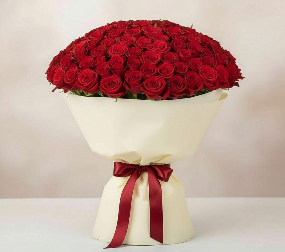 Букет 101 Красная роза Милано в Электростали