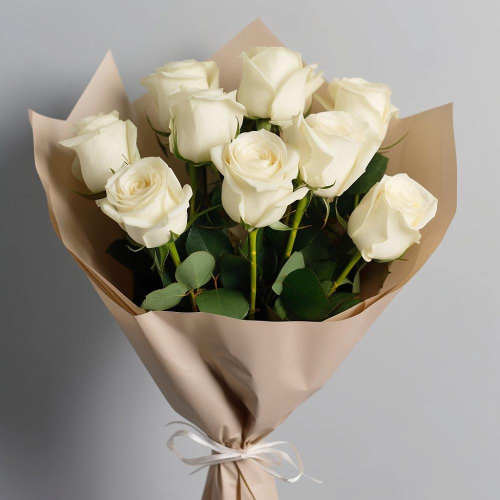 Букет 9 Белых роз Эдлесс Лав в Электростали