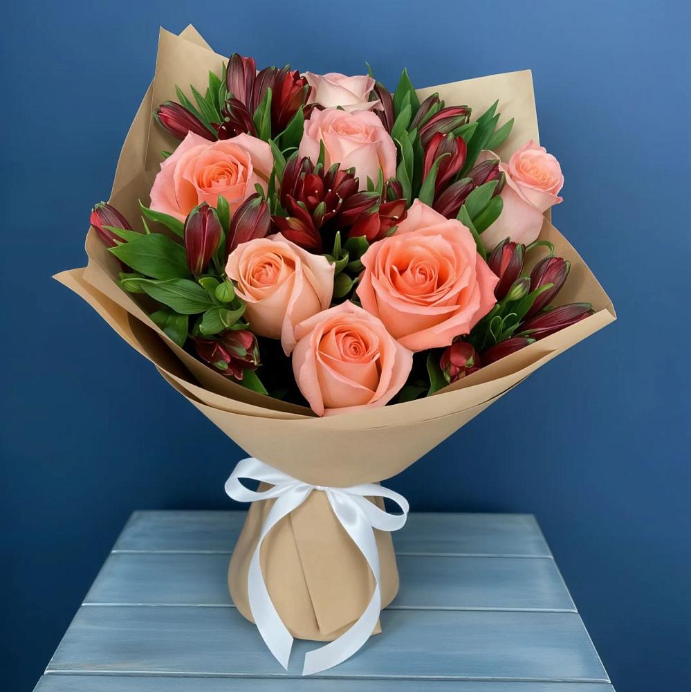 Букет цветов из: Розы и Альстромерии в Электростали