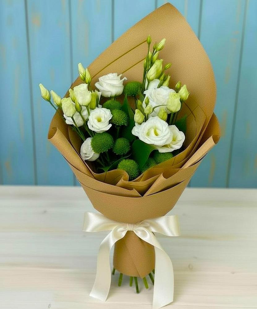 Букет цветов из: Хризантемы и Лизиантусы в Электростали