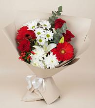 Букет цветов из:  Розы, Хризантемы, Герберы и Лилии в Электростали