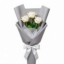 Букет 3 белые розы в Электростали