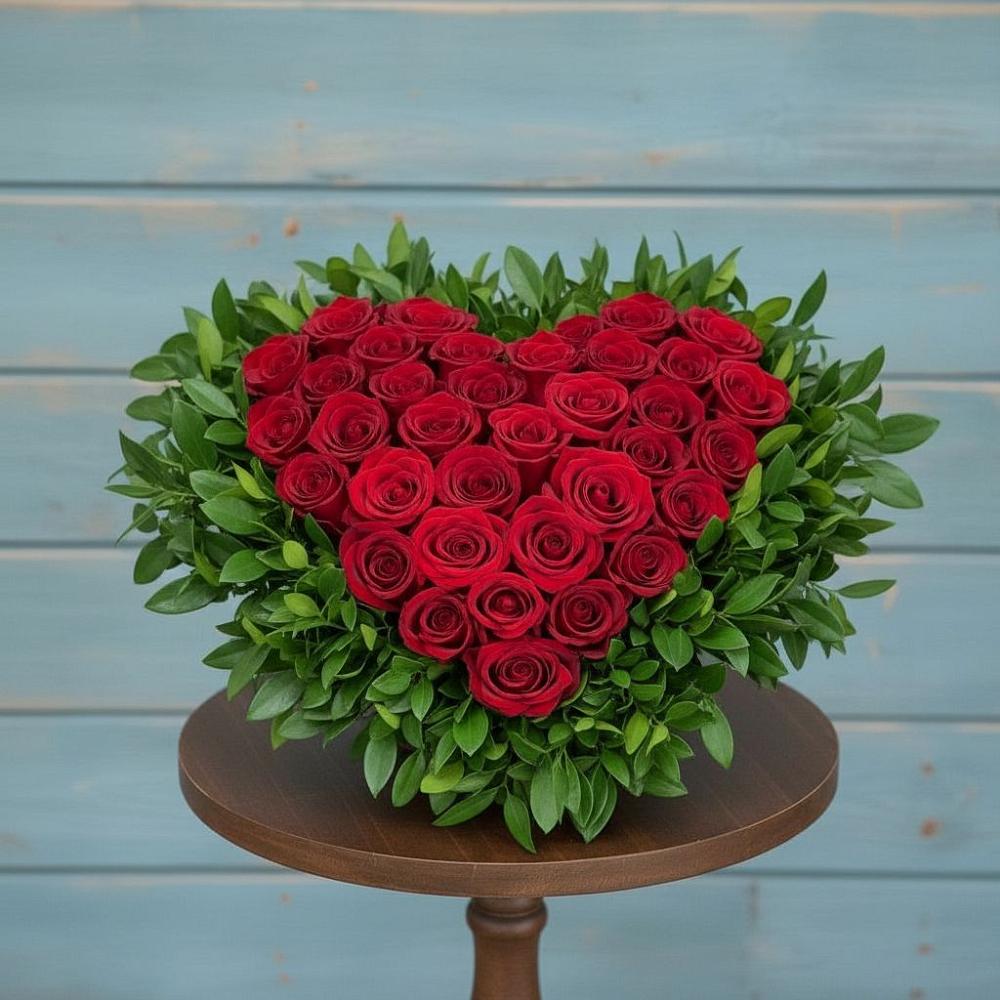 Цветочная композиция из Розы в виде сердца в Электростали