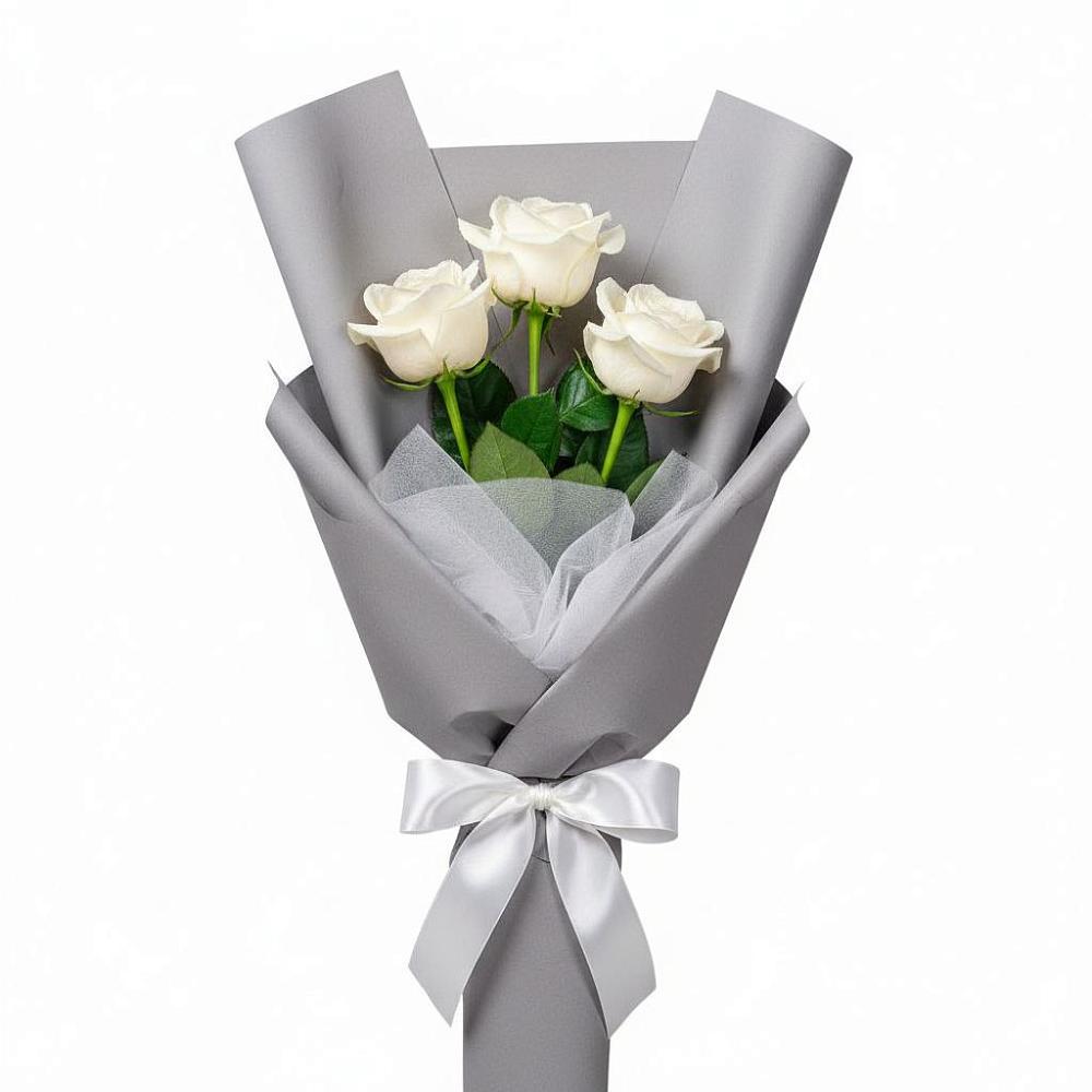 Букет 3 белые розы в Электростали