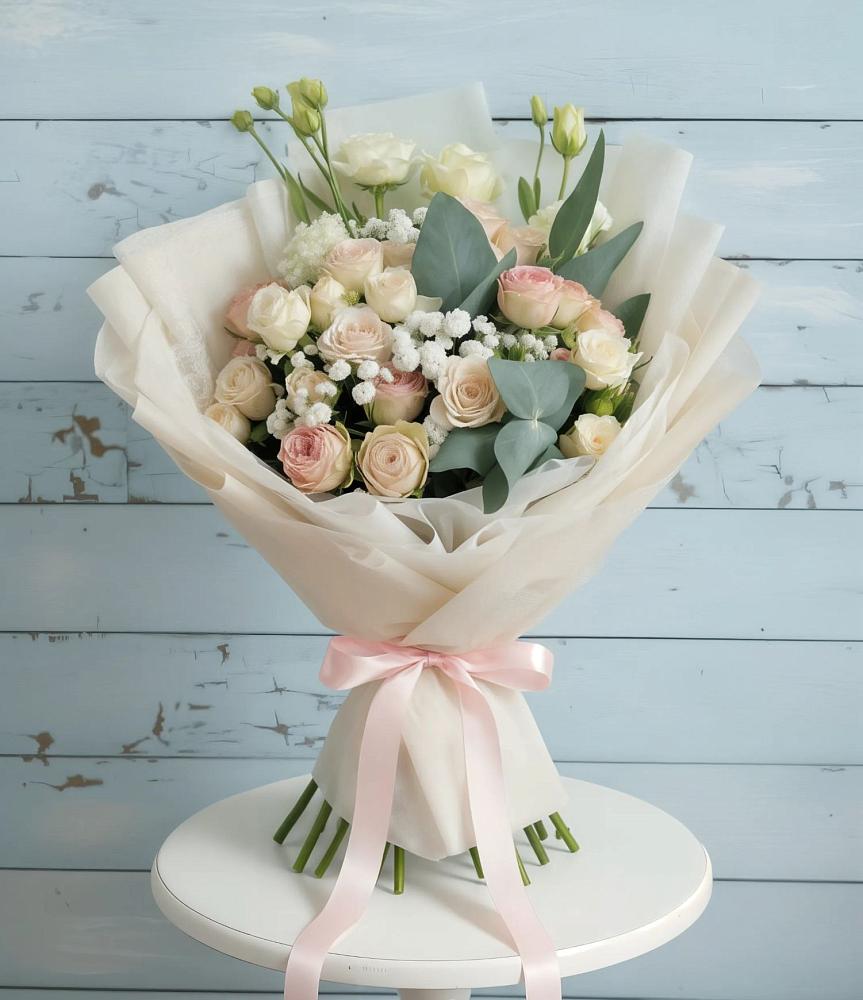 Букет цветов из: Розы и Лизиантусы в Электростали