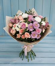 Букет цветов из:  Хризантемы, Розы и Альстромерии в Электростали