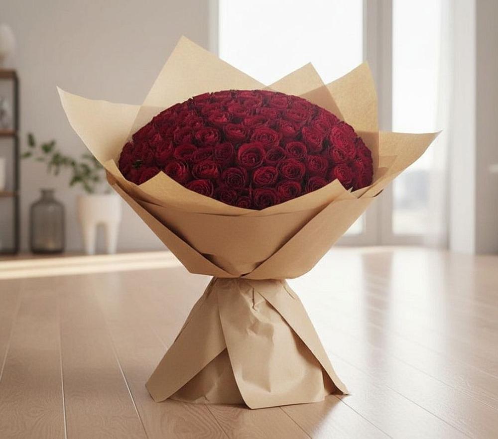 Букет 101 Красная роза в Электростали
