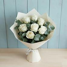 Букет Белые розы в Эвкалипте #REPLACE_PRED# Электростали