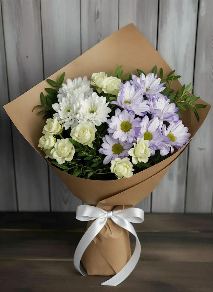 Букет цветов из: Хризантемы и Розы в Электростали